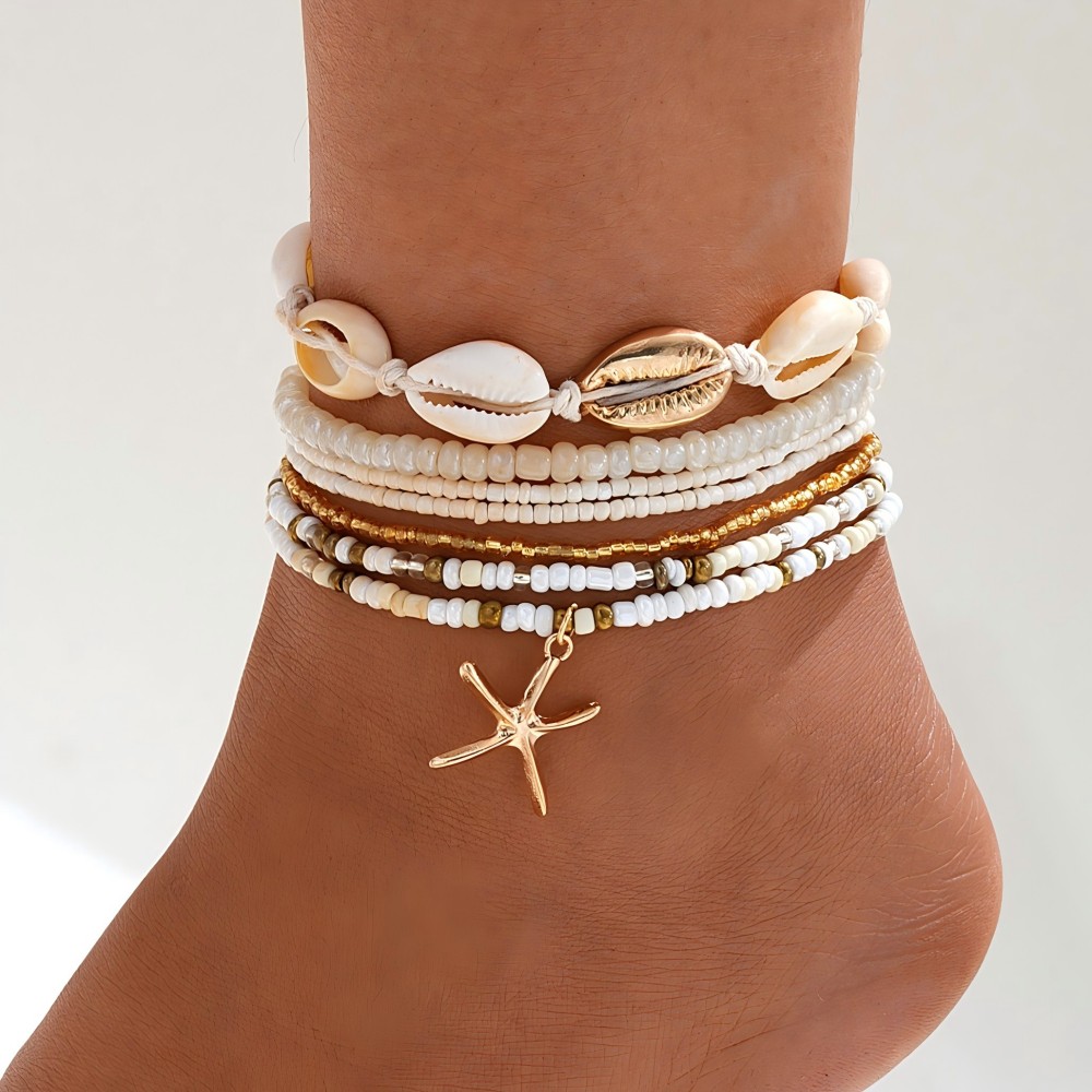 Beaded Anklet Chain - Набор из 7 браслетов на ногу