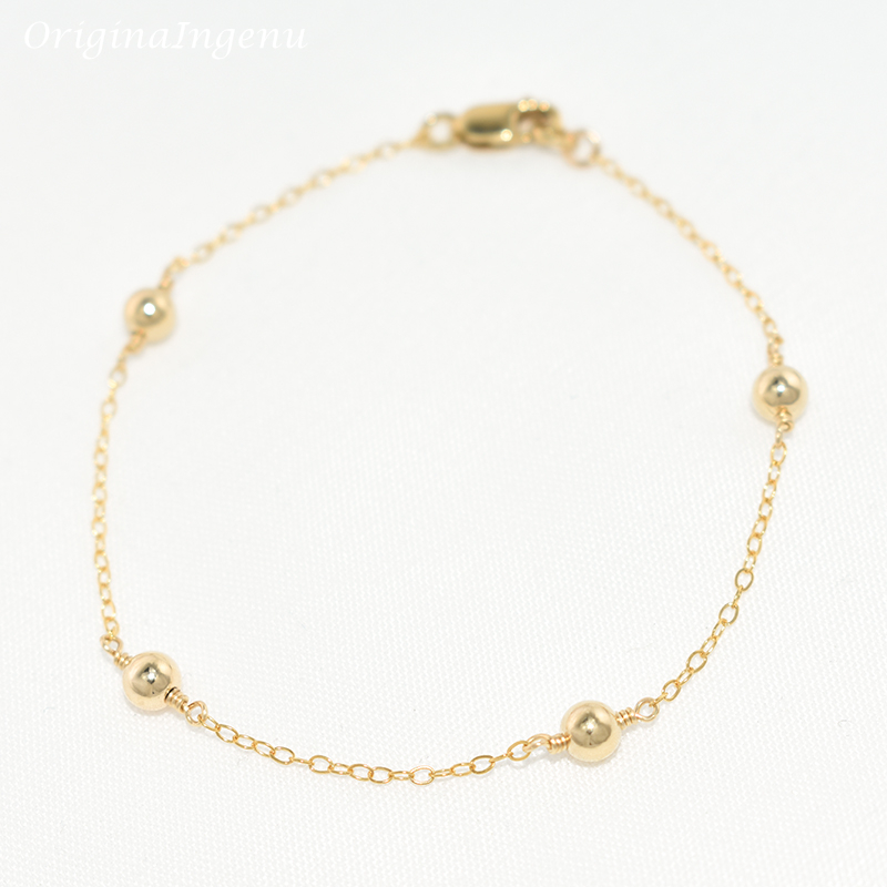 Beaded Anklet Chain - Браслет женский под золото 14 к