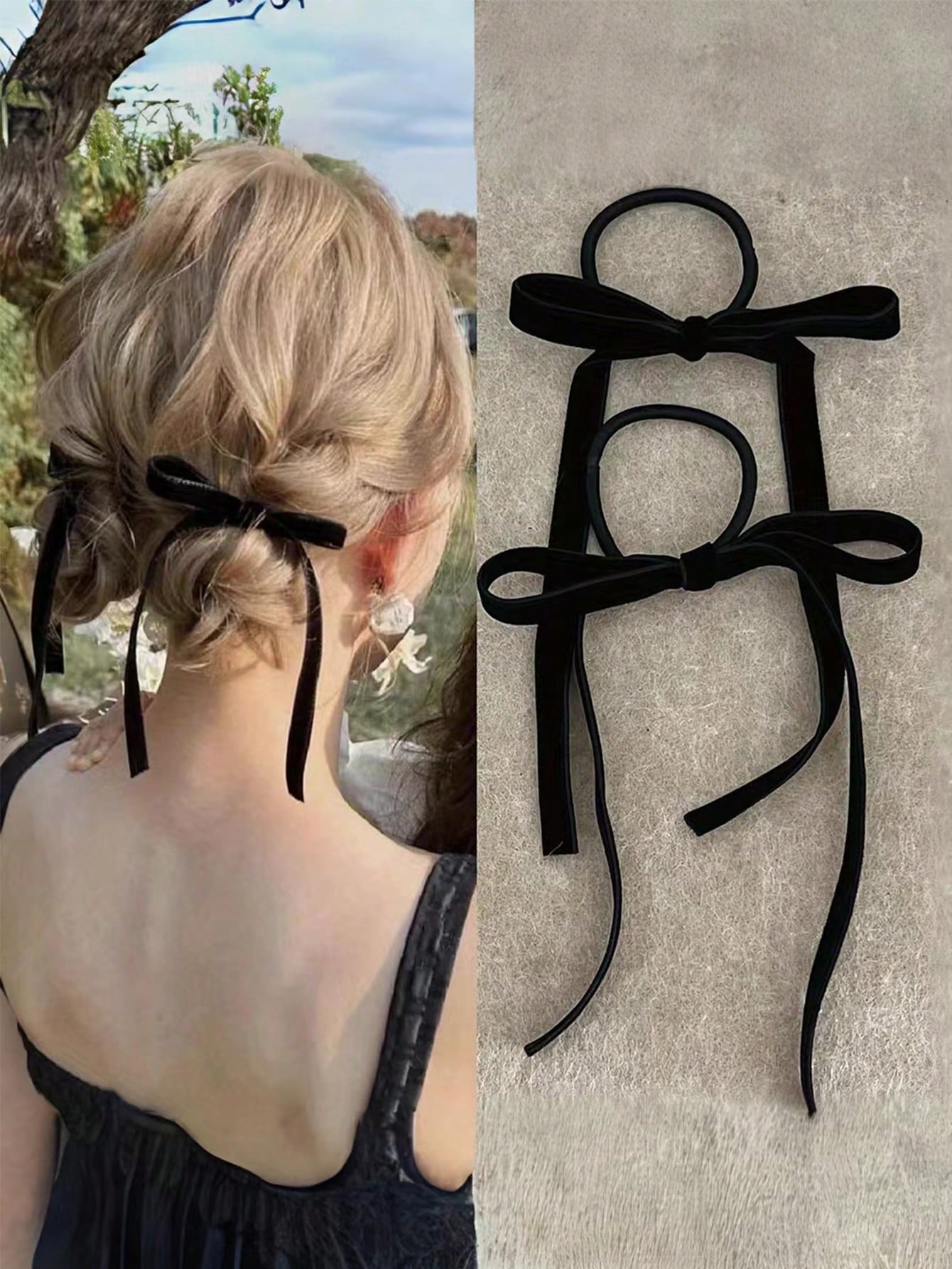 Hair Tie Velvet - 2/8 шт. модные черные бархатные резинки