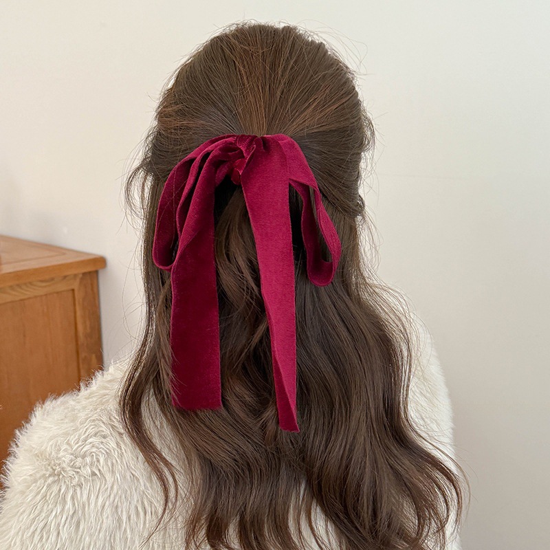 Hair Tie Velvet - Милые красные, черные бархатные ленты с