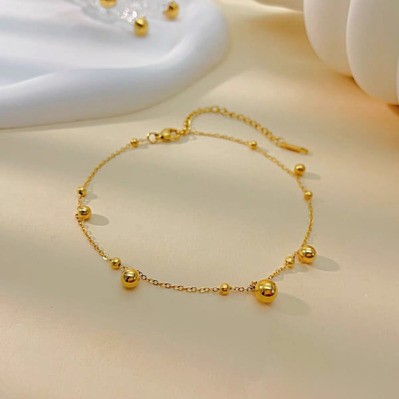 Beaded Anklet Chain - Золотая цепочка на ногу с круглыми