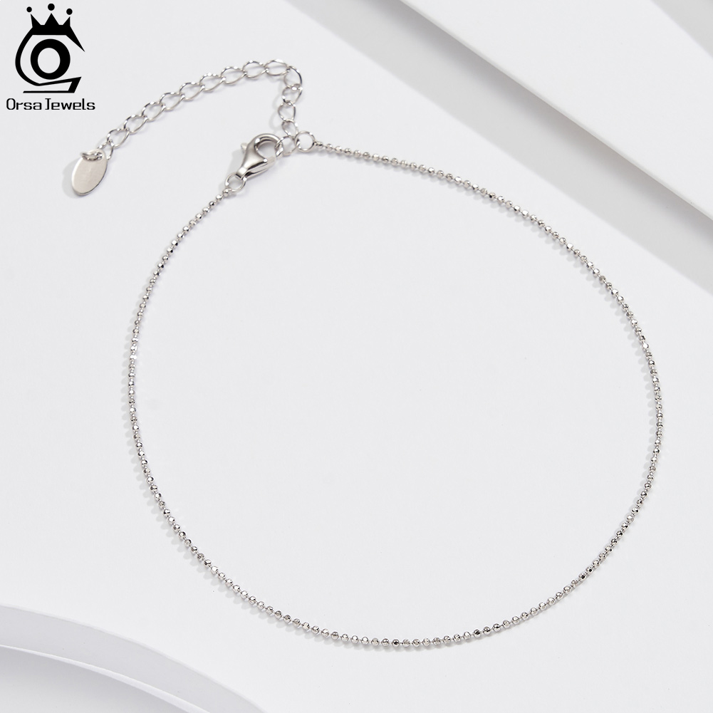 Beaded Anklet Chain - ORSA JEWELS Стерлингового Серебра 925 пробы