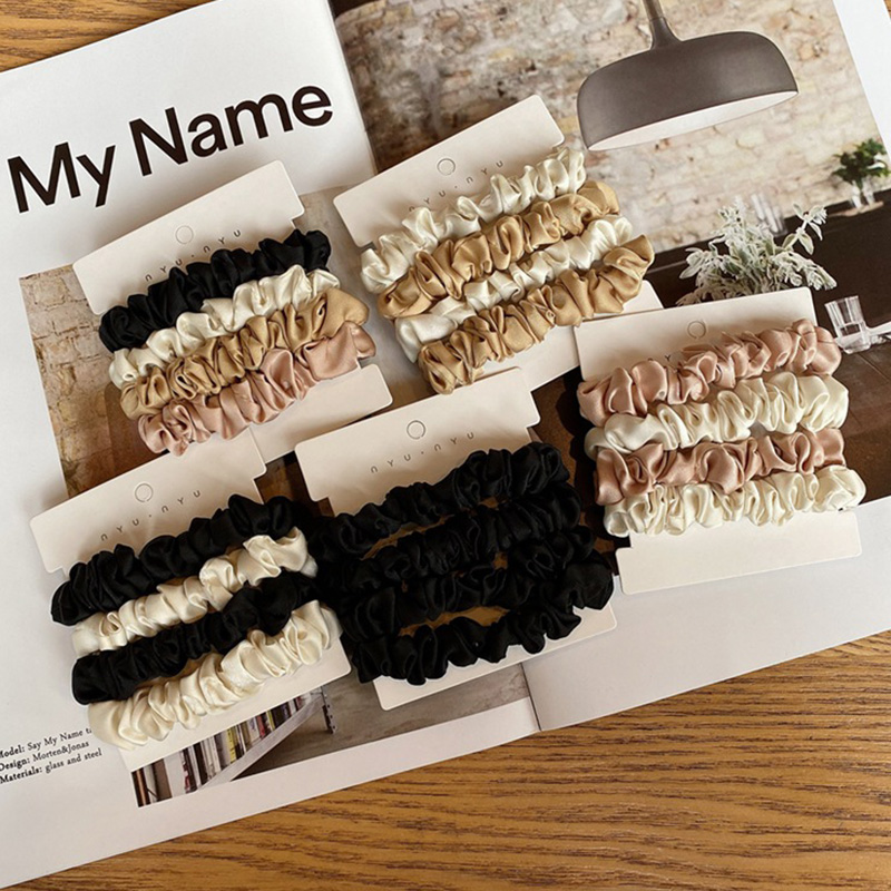 Hair Tie Velvet - 4 шт./компл., атласные шелковые резинки для